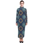 Flowers Pattern Design Abstract Turtleneck Maxi Dress