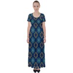 Flowers Pattern Design Abstract High Waist Short Sleeve Maxi Dress