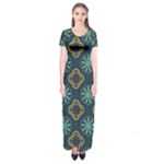 Flowers Pattern Design Abstract Short Sleeve Maxi Dress