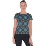 Flowers Pattern Design Abstract Short Sleeve Sports Top 