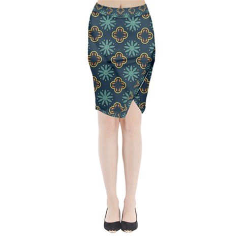 Flowers Pattern Design Abstract Midi Wrap Pencil Skirt from ArtsNow.com