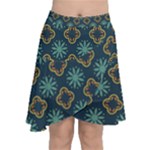 Flowers Pattern Design Abstract Chiffon Wrap Front Skirt