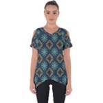 Flowers Pattern Design Abstract Cut Out Side Drop T-Shirt