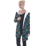 Flowers Pattern Design Abstract Longline Hooded Cardigan