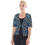 Flowers Pattern Design Abstract Cropped Button Cardigan