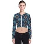 Flowers Pattern Design Abstract Long Sleeve Zip Up Bomber Jacket