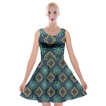 Flowers Pattern Design Abstract Velvet Skater Dress