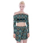 Flowers Pattern Design Abstract Off Shoulder Top with Mini Skirt Set