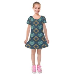 Flowers Pattern Design Abstract Kids  Short Sleeve Velvet Dress from ArtsNow.com