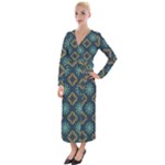 Flowers Pattern Design Abstract Velvet Maxi Wrap Dress