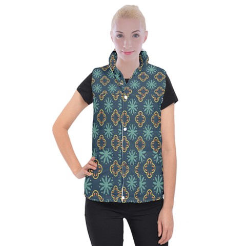 Flowers Pattern Design Abstract Women s Button Up Vest from ArtsNow.com