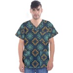 Flowers Pattern Design Abstract Men s V-Neck Scrub Top