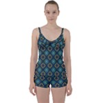 Flowers Pattern Design Abstract Tie Front Two Piece Tankini