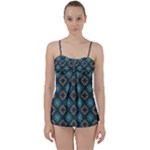 Flowers Pattern Design Abstract Babydoll Tankini Set