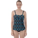 Flowers Pattern Design Abstract Twist Front Tankini Set