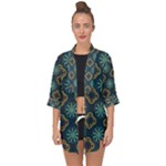 Flowers Pattern Design Abstract Open Front Chiffon Kimono