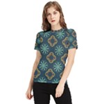 Flowers Pattern Design Abstract Women s Short Sleeve Rash Guard