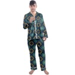 Flowers Pattern Design Abstract Men s Long Sleeve Satin Pajamas Set