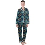 Flowers Pattern Design Abstract Women s Long Sleeve Satin Pajamas Set	