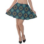 Flowers Pattern Design Abstract Velvet Skater Skirt