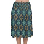 Flowers Pattern Design Abstract Velvet Flared Midi Skirt