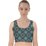 Flowers Pattern Design Abstract Velvet Racer Back Crop Top