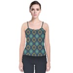 Flowers Pattern Design Abstract Velvet Spaghetti Strap Top