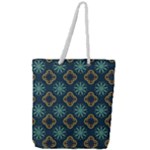 Flowers Pattern Design Abstract Full Print Rope Handle Tote (Large)