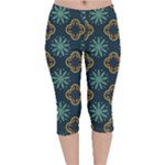 Flowers Pattern Design Abstract Velvet Capri Leggings 