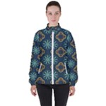 Flowers Pattern Design Abstract Women s High Neck Windbreaker