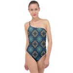 Flowers Pattern Design Abstract Classic One Shoulder Swimsuit