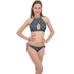 Flowers Pattern Design Abstract Cross Front Halter Bikini Set