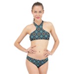 Flowers Pattern Design Abstract High Neck Bikini Set