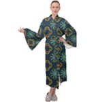 Flowers Pattern Design Abstract Maxi Velvet Kimono