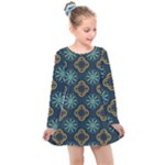 Flowers Pattern Design Abstract Kids  Long Sleeve Dress