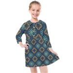 Flowers Pattern Design Abstract Kids  Quarter Sleeve Shirt Dress