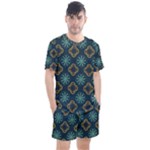 Flowers Pattern Design Abstract Men s Mesh T-Shirt and Shorts Set