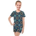 Flowers Pattern Design Abstract Kids  Mesh T-Shirt and Shorts Set