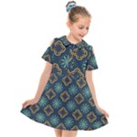 Flowers Pattern Design Abstract Kids  Short Sleeve Shirt Dress