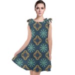 Flowers Pattern Design Abstract Tie Up Tunic Dress