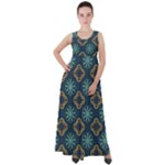 Flowers Pattern Design Abstract Empire Waist Velour Maxi Dress