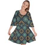 Flowers Pattern Design Abstract Velour Kimono Dress