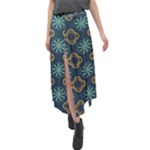 Flowers Pattern Design Abstract Velour Split Maxi Skirt