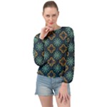 Flowers Pattern Design Abstract Banded Bottom Chiffon Top