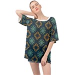 Flowers Pattern Design Abstract Oversized Chiffon Top