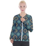 Flowers Pattern Design Abstract Casual Zip Up Jacket