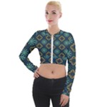 Flowers Pattern Design Abstract Long Sleeve Cropped Velvet Jacket