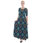 Flowers Pattern Design Abstract Half Sleeves Maxi Dress