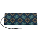 Flowers Pattern Design Abstract Roll Up Canvas Pencil Holder (S)