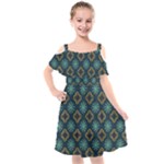 Flowers Pattern Design Abstract Kids  Cut Out Shoulders Chiffon Dress